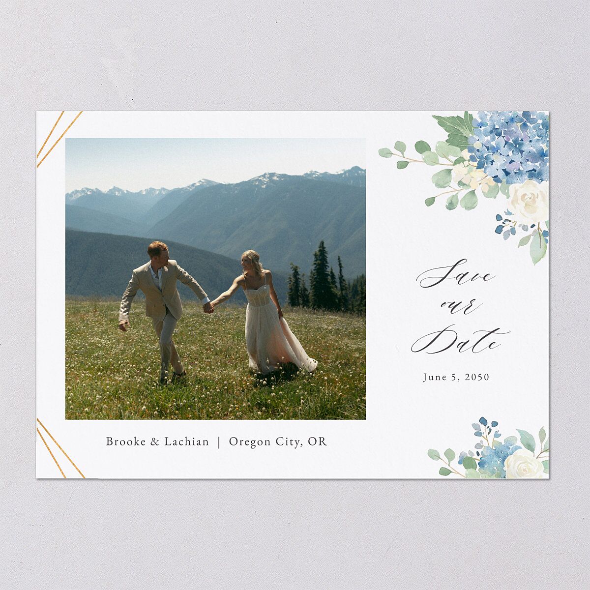 Elegant Hydrangea Save The Date Cards — view 7