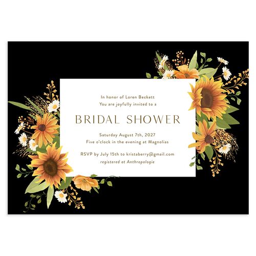 Sweet Sunflowers Bridal Shower Invitations Licorice Signature Blank Standard
