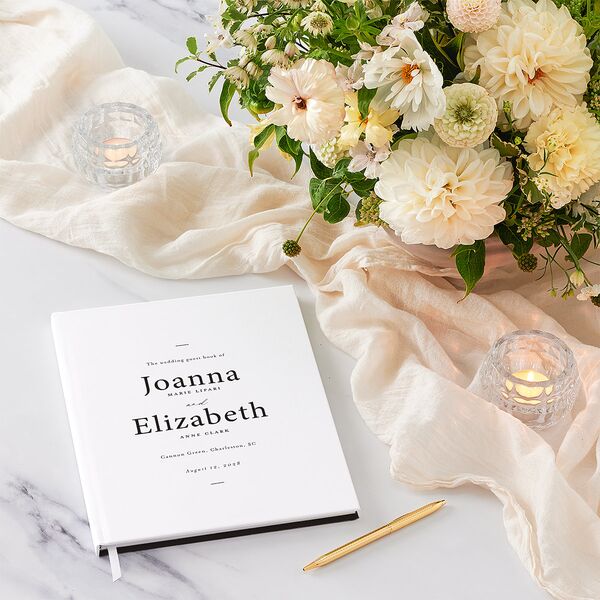 Refined Wedding Guest Book Pure White