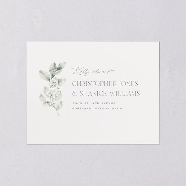 Elegant Pastel Floral All-in-One Wedding Invitations Pure White Signature Light Both Recipient and Return Addresses No