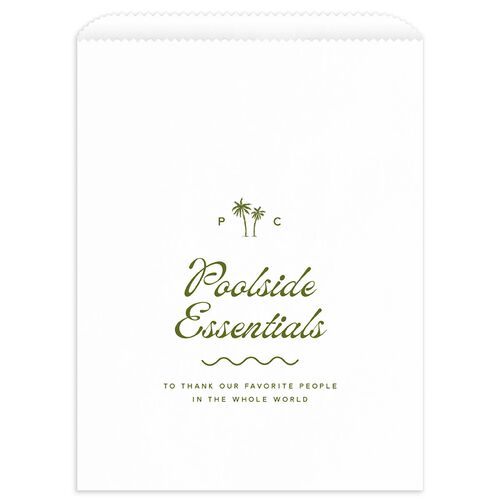 Cabana Stripes Wedding Day Paper Favor Bags Olive White Wax-Lined Food Safe Paper