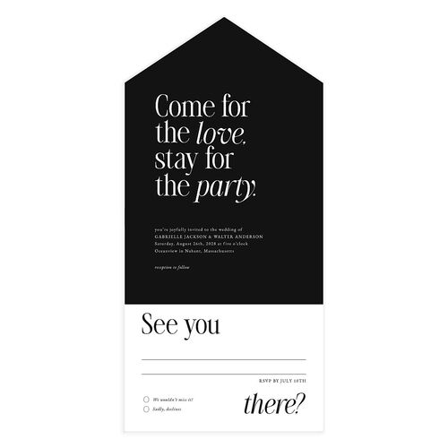 Stay For The Party All-in-One Wedding Invitations Midnight Signature Light Both Recipient and Return Addresses No