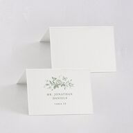 Elegant Rose Crest Place Cards Deep Olive Signature