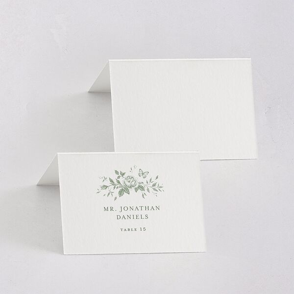Elegant Rose Crest Place Cards Deep Olive Signature