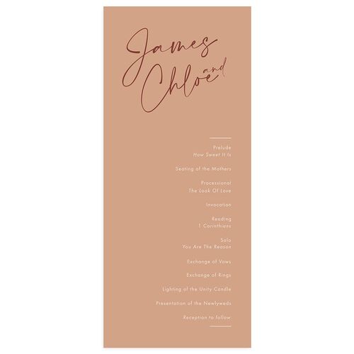 Simple Script Wedding Programs Vintage Pink Signature