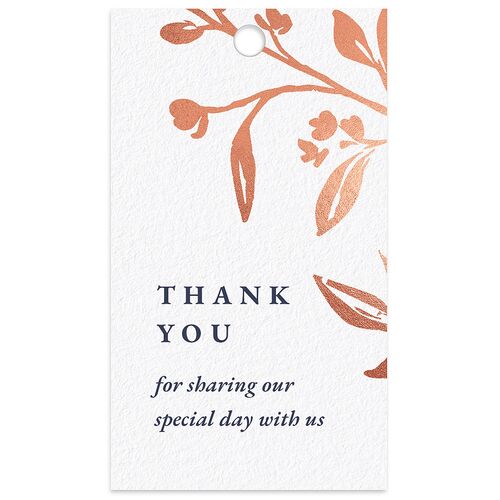 Botanical Initials Foil Favor Gift Tags Rose Gold Ice Blue Signature
