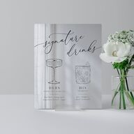 Romantic Calligraphy Mirrored Acrylic Bar Tabletop Sign X-small Silver Standard Mirrored Acrylic XS Tabletop Bar