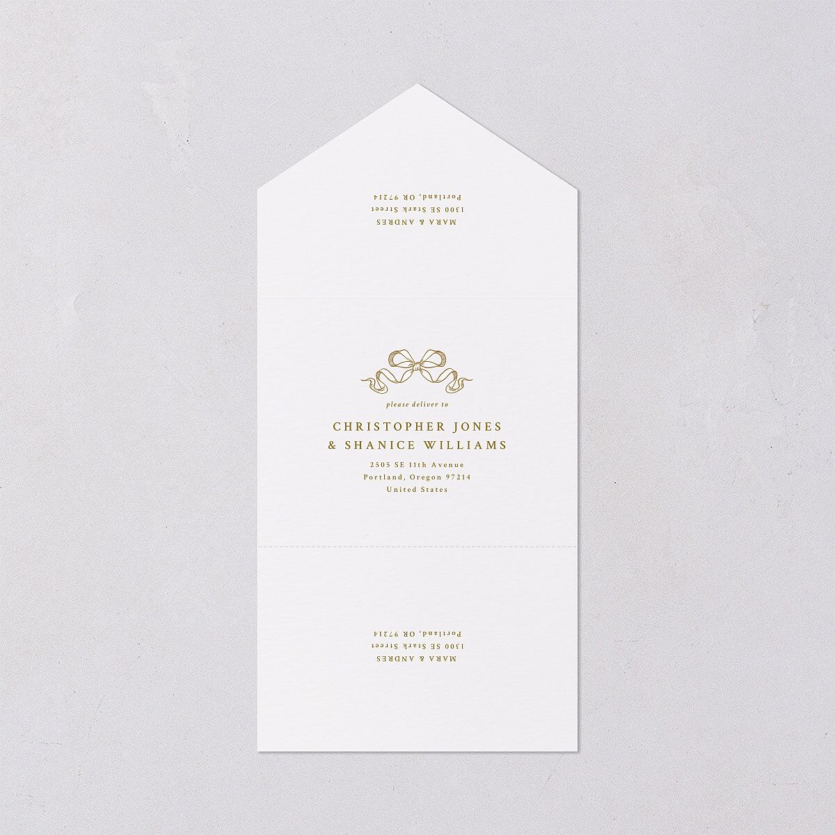 Antique Botanical Garland All-in-One Wedding Invitations Champagne Signature Light Both Recipient and Return Addresses No