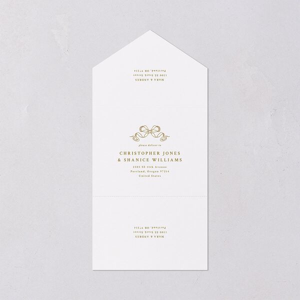 Antique Botanical Garland All-in-One Wedding Invitations Champagne Signature Light Both Recipient and Return Addresses No