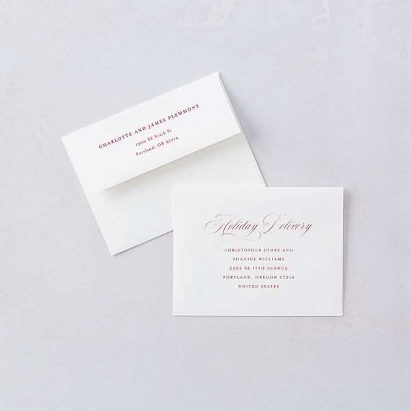 Classic Border First Married Christmas Thank You Cards Ruby