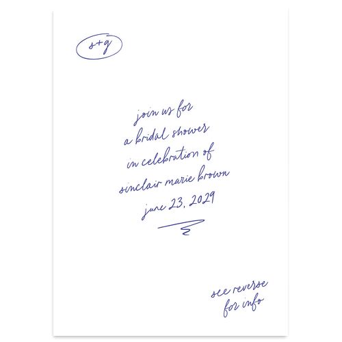 Sunny Day Modern Script Bridal Shower Invitations Jewel Blue Signature Blank Standard