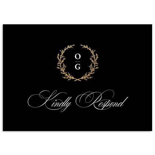 Gilded Wreath Wedding Response Cards Gold Licorice Signature Standard