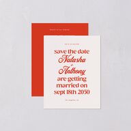 Modern Retro Type Save the Date Petite Cards Scarlet Signature smooth Blank No Standard