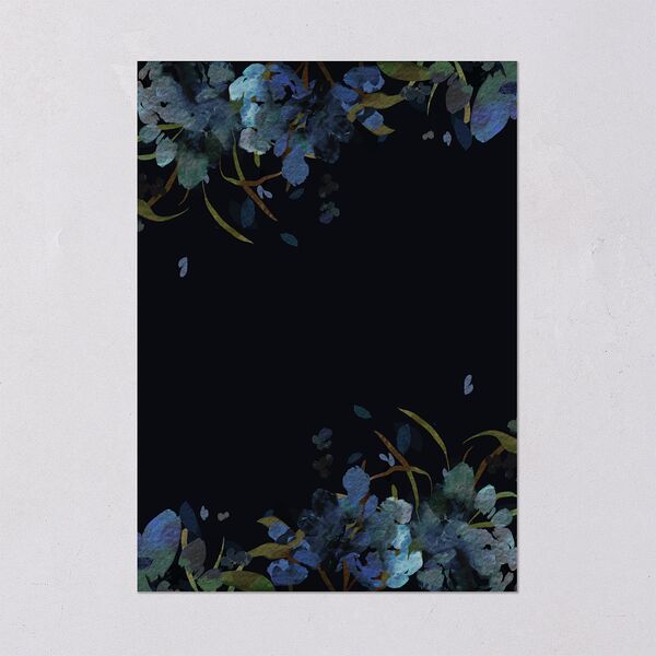 Midnight Floral Wedding Invitations Gold Navy Signature Blank No