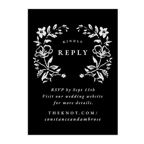 Luxury Wildflower QR Code RSVP Cards Charcoal Signature Standard