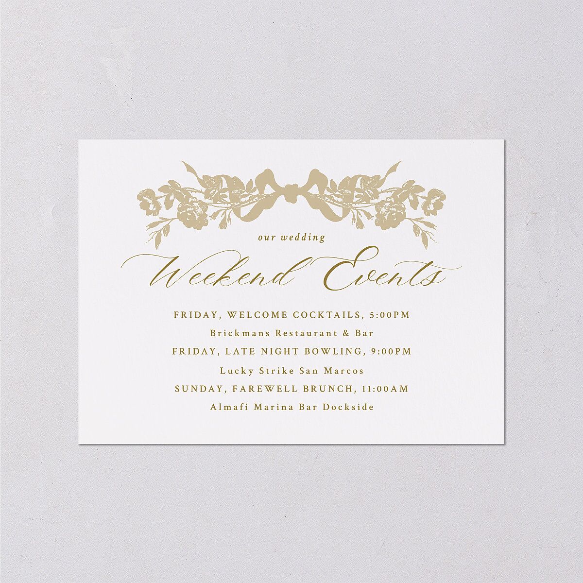 Antique Botanical Garland Wedding Enclosure Cards Champagne Signature Standard