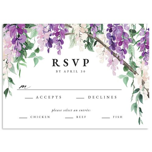 Romantic Wisteria Wedding Response Cards Purple Petal Signature Standard