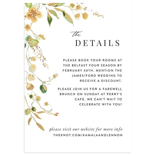 Glistening Wildflower Wedding Enclosure Cards Gold Daffodil Signature Standard