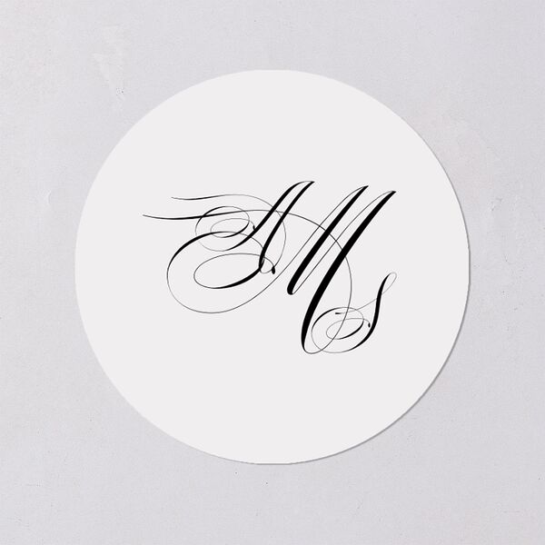 Classic Black Tie Wedding Stickers Pure White Circle