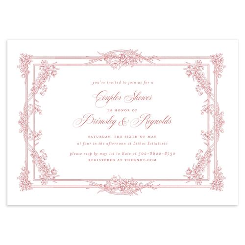 Elegant Antique Toile Frame Bridal Shower Invitations by Bridgerton Dahlia Signature Blank Standard