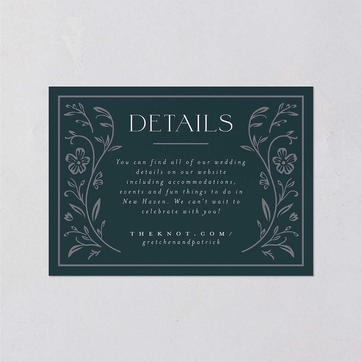 Ornate Storybook Wedding Event Detail Cards Dark Emerald Signature Standard