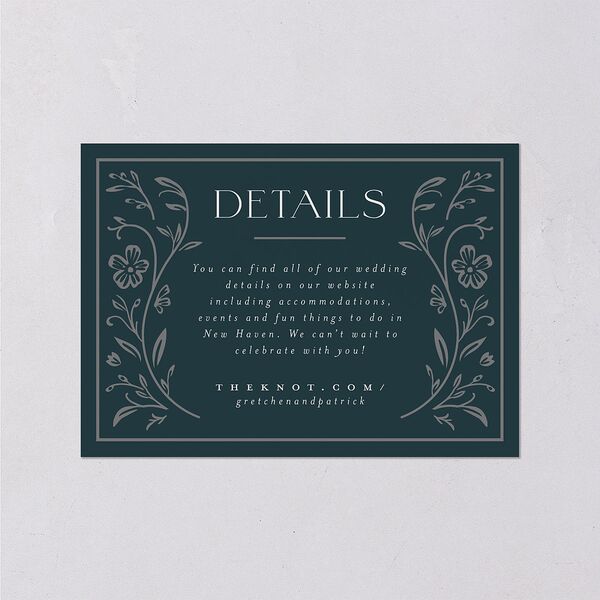 Ornate Storybook Wedding Event Detail Cards Dark Emerald Signature Standard