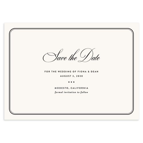 Vintage Retro Border Save the Date Cards Off-White Signature smooth Blank No Standard