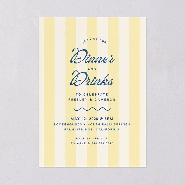 Cabana Stripes Rehearsal Dinner Invitations Lemon Signature Blank Standard