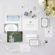 Church Stained Glass Save the Date Cards Moody Blue Signature smooth Blank No Standard