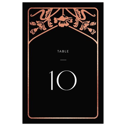 Gilded Nouveau Table Numbers Rose Gold Licorice Double thick