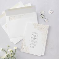 Gilded Florals Wedding Invitations Gold Blossom Signature Blank No Standard