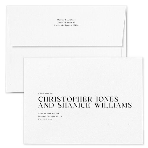 Simple Editorial Photo Rehearsal Dinner Invitation Envelopes Midnight Blue Return Address Signature Standard