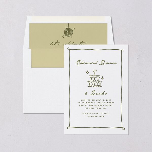 Hand Drawn Cake Rehearsal Dinner Invitations Dark Camo Signature Blank Standard