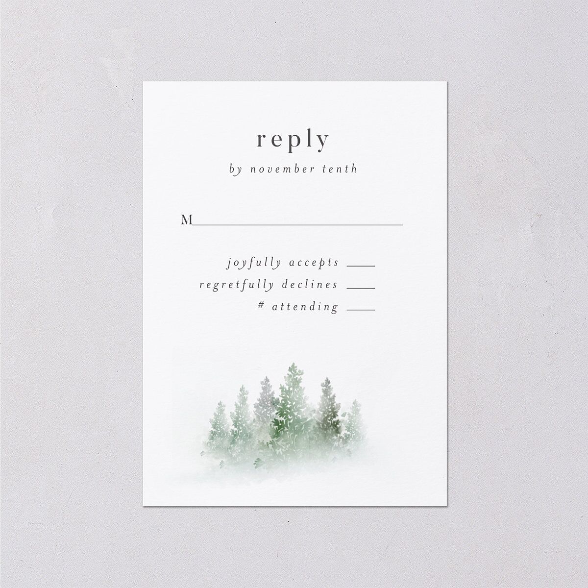 Mountain Mist Wedding Response Cards — view 1
