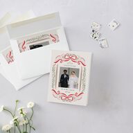 Whimsical Holiday Bow with Garland Thank You Cards Ruby