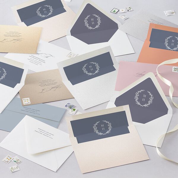 Monogram Branches Botanical Euro Envelope Liners Regency Blue Luxe