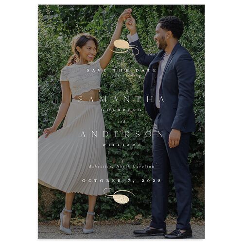 Flourishing Love Save The Date Cards Gold Pure White Signature smooth Blank No