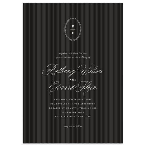 Vintage Oval Monogram Wedding Invitations Midnight Signature Blank No Standard