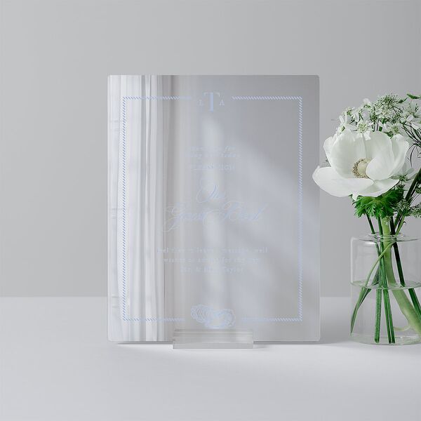 Coastal Oysters and Anchors Mirrored Acrylic Tabletop Sign X-small Sea Blue Mirrored Acrylic XS Tabletop Table Standard