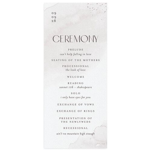 Watercolor Wash Wedding Programs Fog Signature