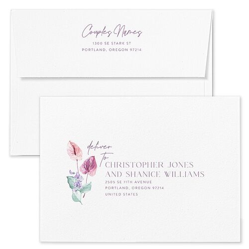 Whimsical Maximalist Floral Rehearsal Dinner Invitation Envelopes Iris Blue Standard Both Recipient and Return Addresses Signature