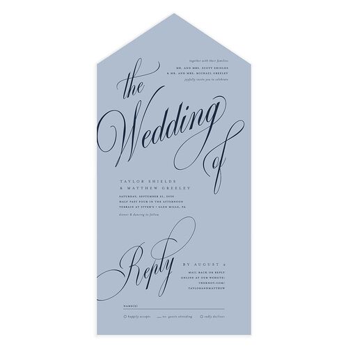 Modern Wedding Of Calligraphy All-in-One Wedding Invitations Pool Signature Light Both Recipient and Return Addresses No