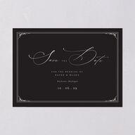 Vintage Gothic Save The Date Cards Licorice Signature smooth Blank No Standard