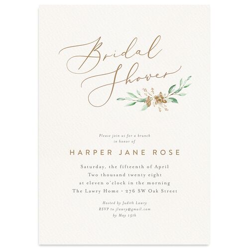 Watercolor Crest Bridal Shower Invitations Mocha Signature Blank Standard