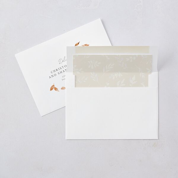 Leafy Garland Foil Wedding Invitations Gold Champagne Signature Blank No Standard