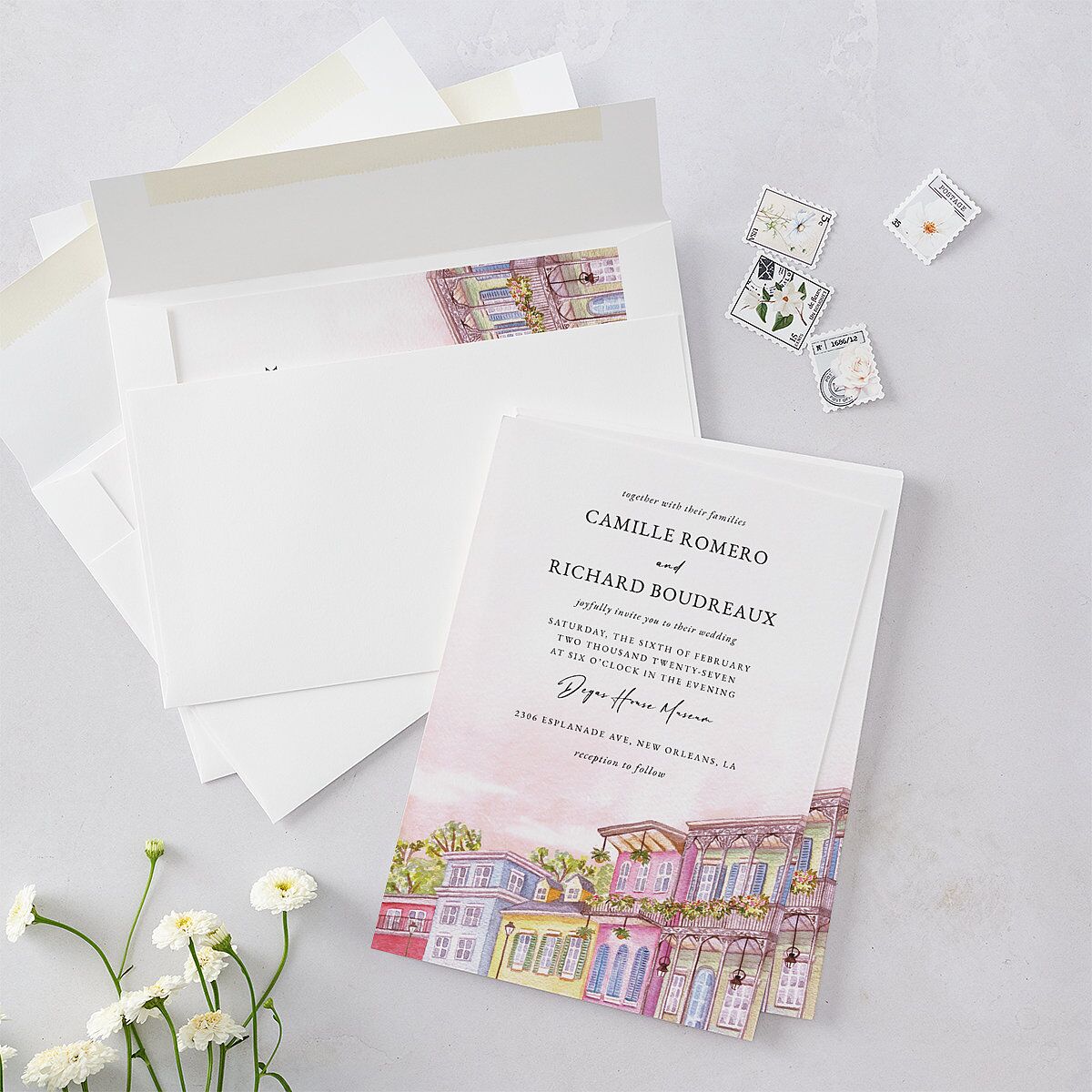 New Orleans Wedding Invitations Ice Blue Signature Blank No