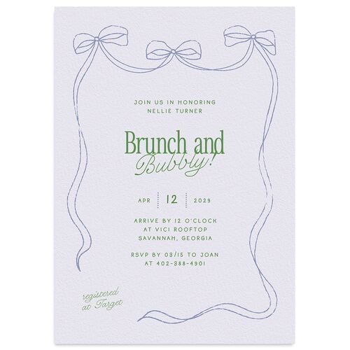 Modern Delicate Bows Bridal Shower Invitations Green Apple Signature Blank Standard