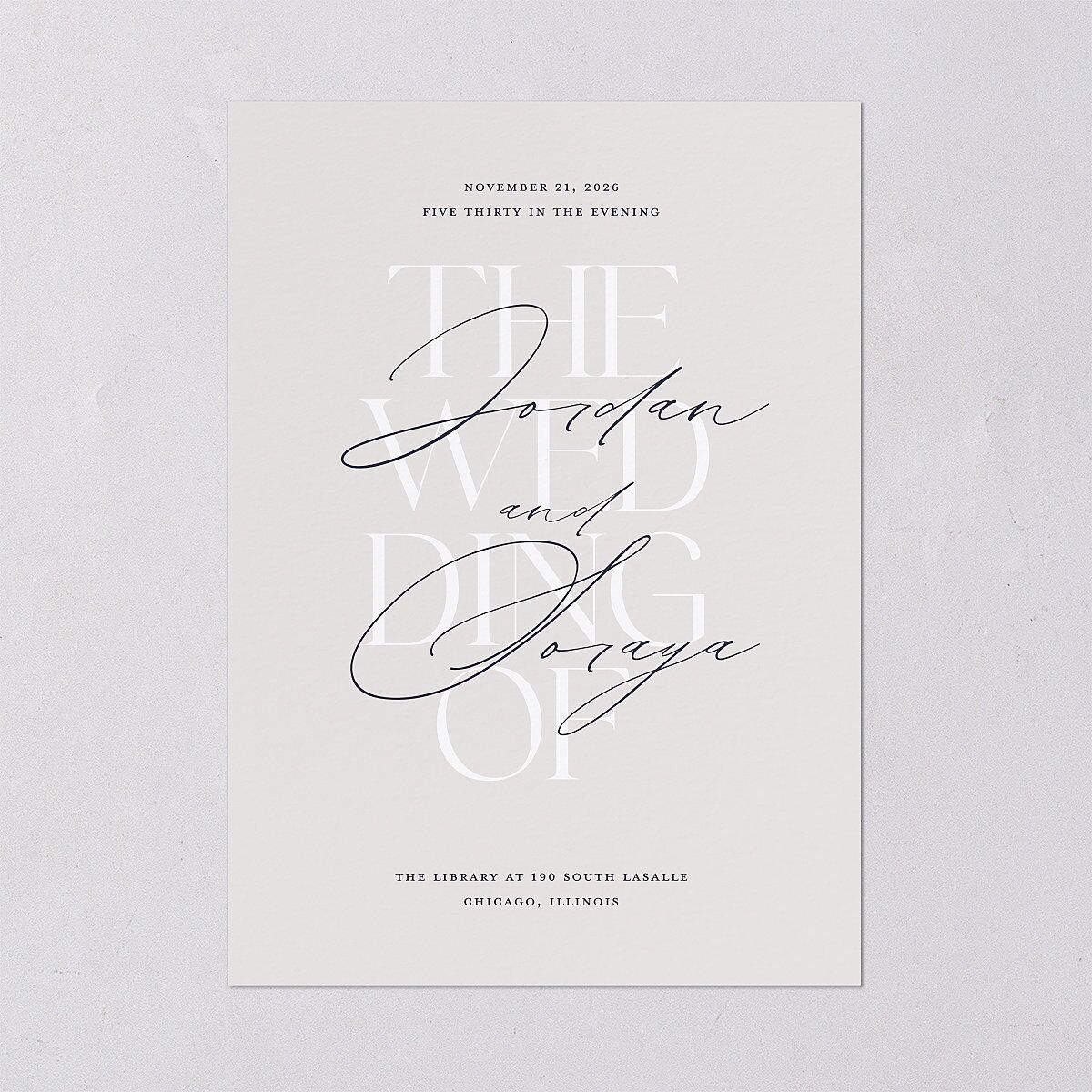 Overlay Wedding Invitations Dark Navy Signature Blank No Standard