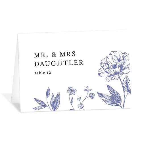 Classic Botanical Border Place Cards Regency Blue Signature
