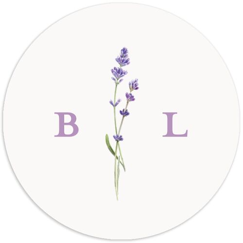 Elegant Farmhouse Lavender Wedding Stickers Ivory Circle